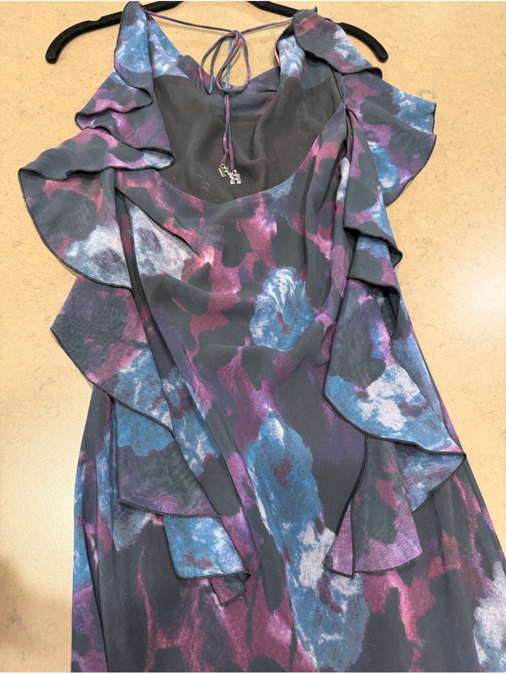 ROTATE Chiffon Maxi Ruffle Dress Sz: 4 - Picture 11 of 15